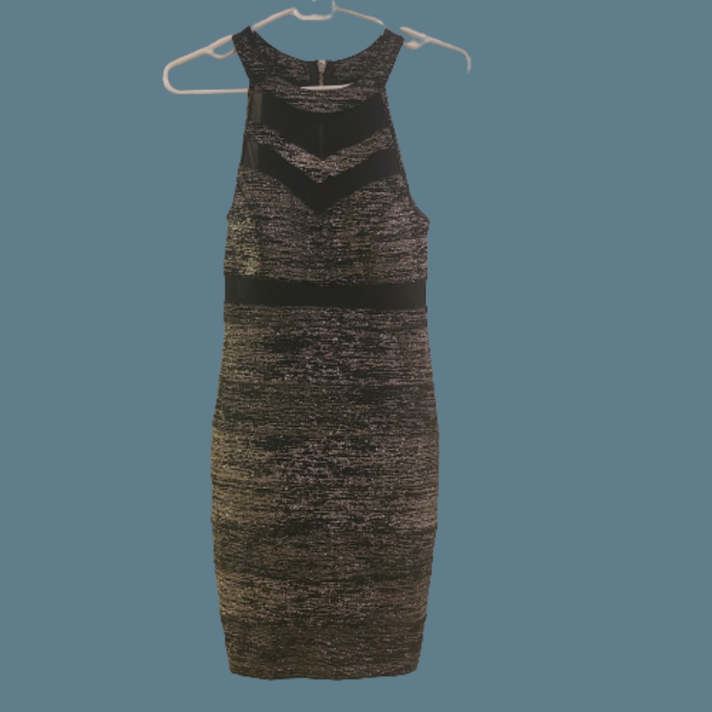 Emerald Sundae Metallic Halter Neckline Cocktail Dress